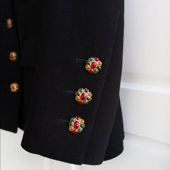 Rare Chanel Vintage Fall 1996 Black Gripoix Button Embellished 96A LBJ Jacket - Picture 8 of 13